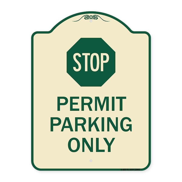 Stop Permit Parking With StopHeavy-Gauge Aluminum Architectural Sign, 24" x 18", TG-1824-22863